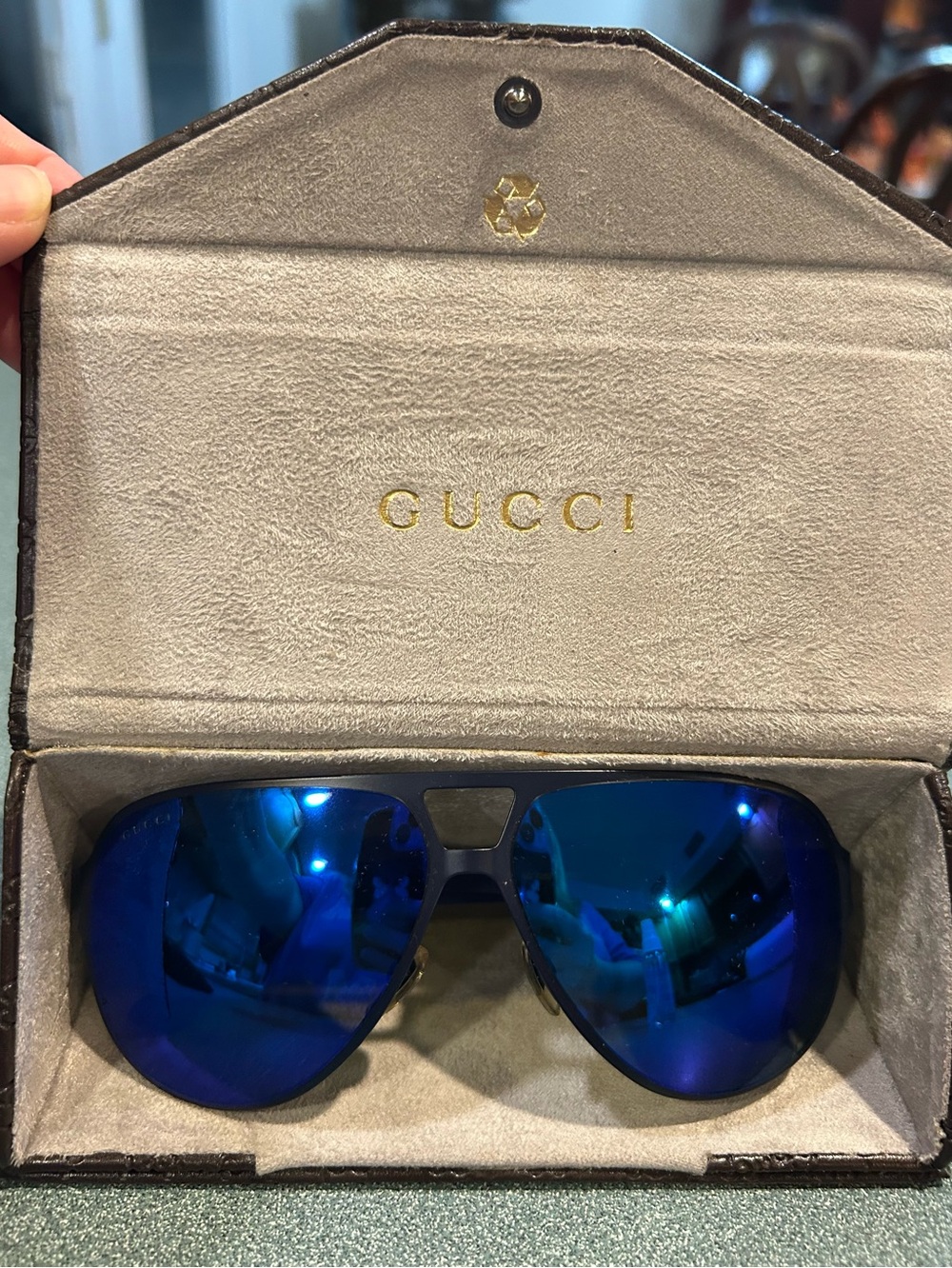 Gucci Blue Mirrored Aviator Sunglasses
